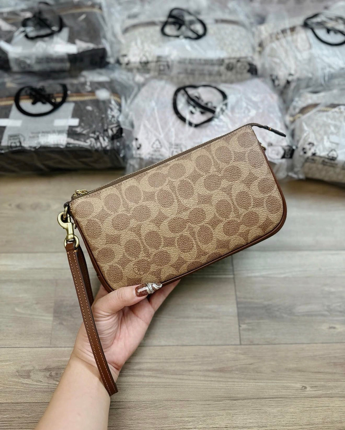 Coach Plaza 22 Bag - Tan Brown Signature Canvas