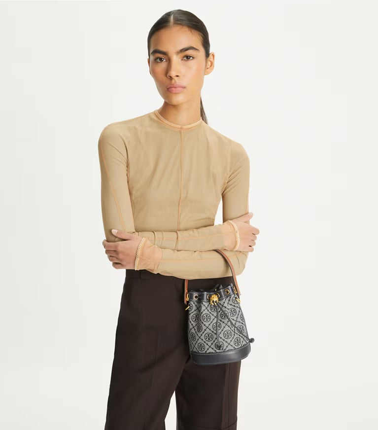 Toryburch T Monogram Jacquard Mini Bucket Bag - Blue
