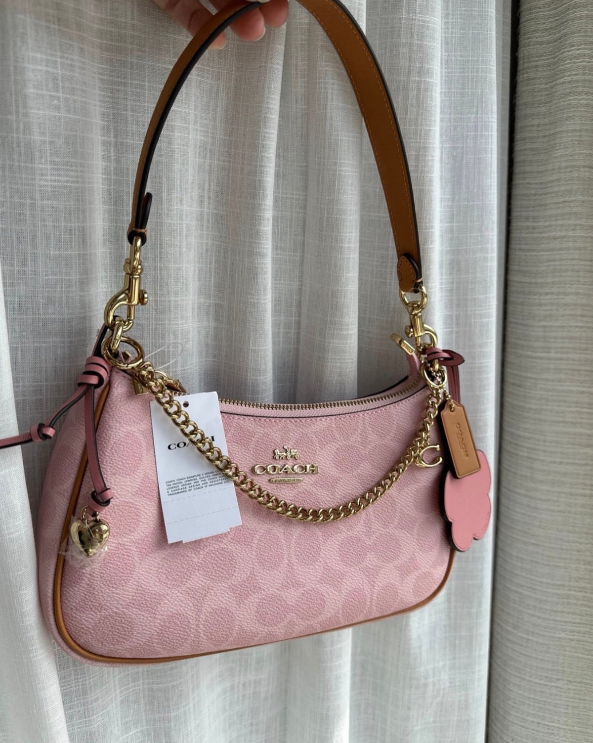 Coach Powder Pink Teri Shoulder Bag (All Charms Included)