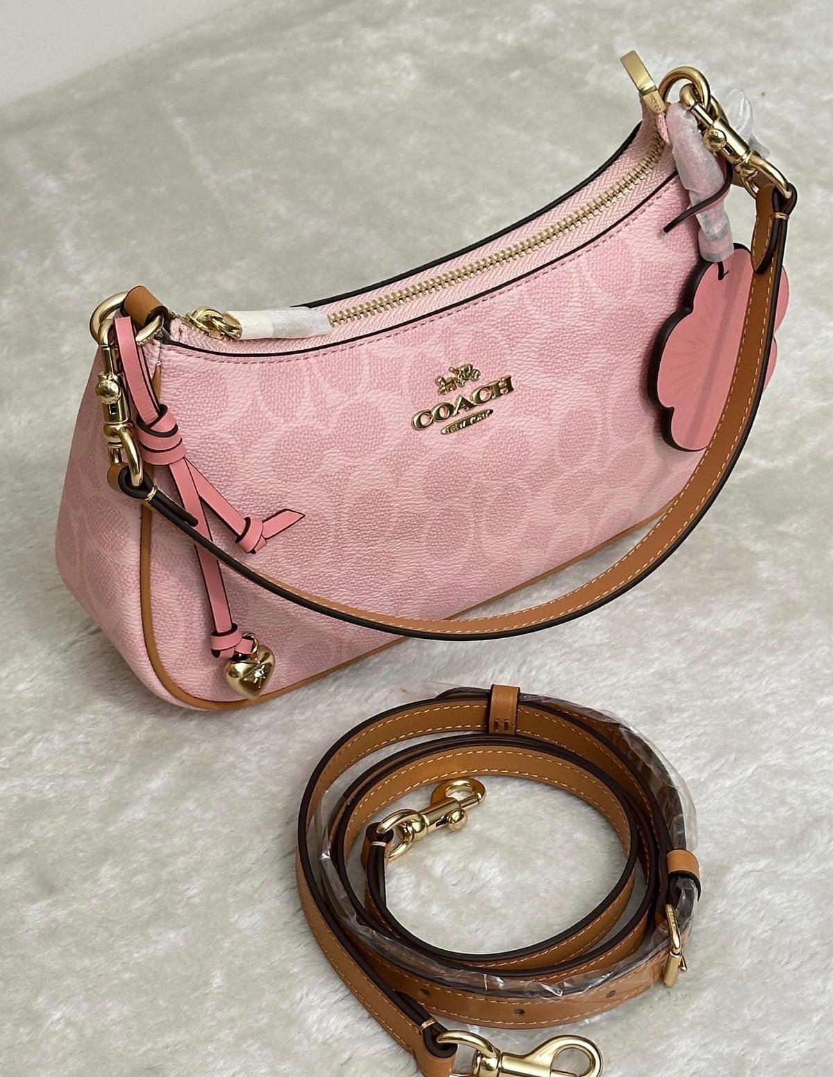Coach Powder Pink Teri Shoulder Bag (All Charms Included)