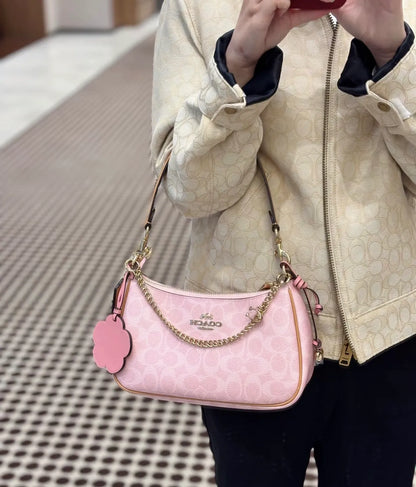 Coach Powder Pink Teri Shoulder Bag (All Charms Included)