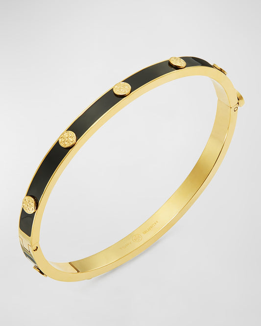 TORY MILLER STUD ENAMEL 5MM HINGE BRACELET - BLACK