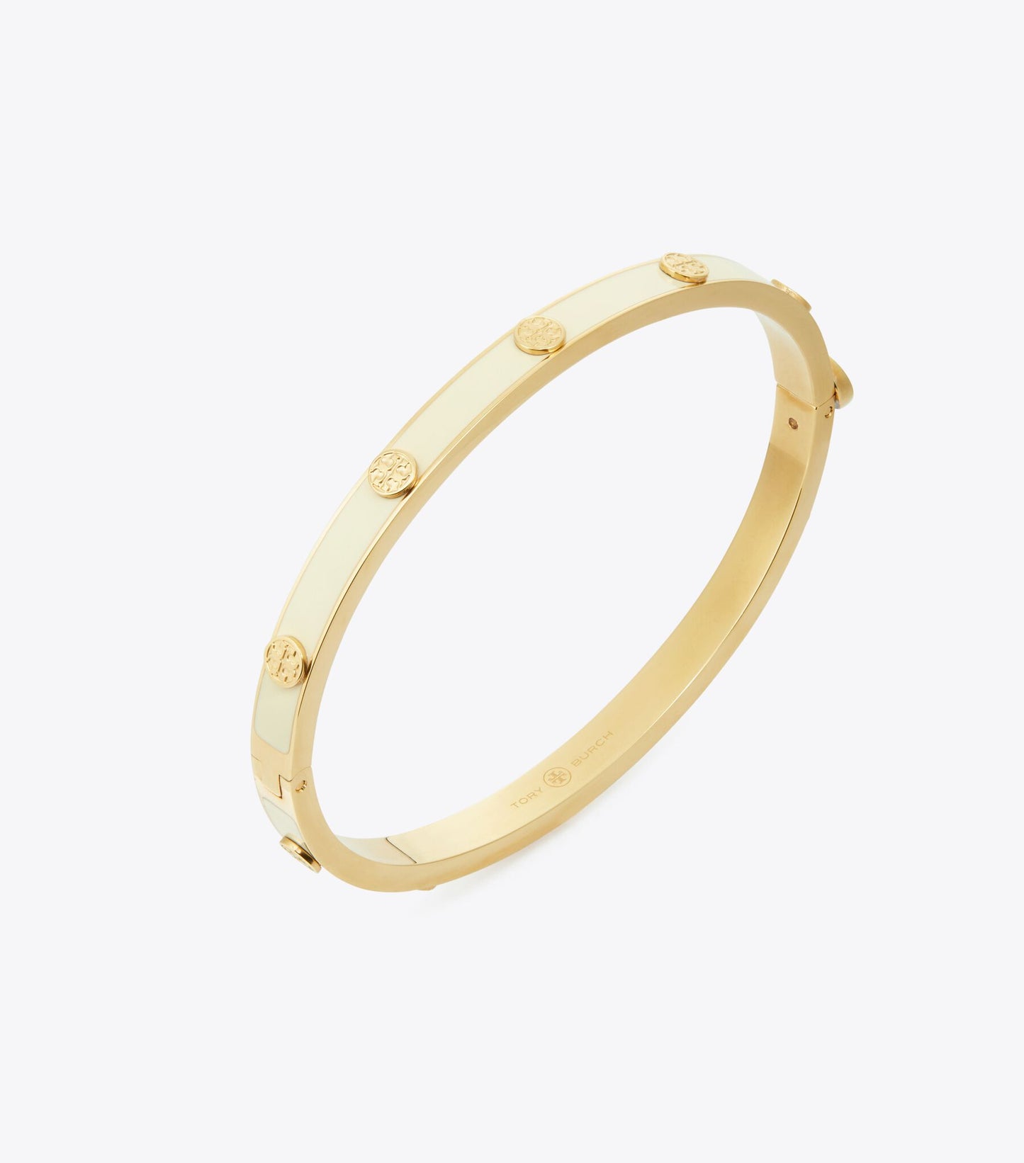TORY MILLER STUD ENAMEL 5MM HINGE BRACELET - WHITE