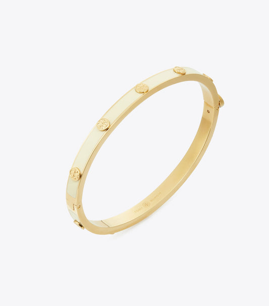 TORY MILLER STUD ENAMEL 5MM HINGE BRACELET - WHITE