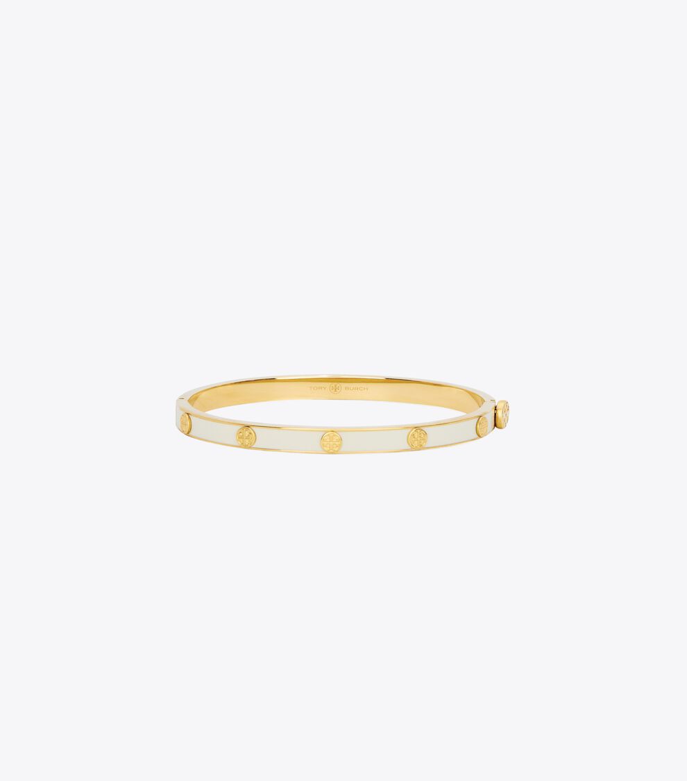TORY MILLER STUD ENAMEL 5MM HINGE BRACELET - WHITE