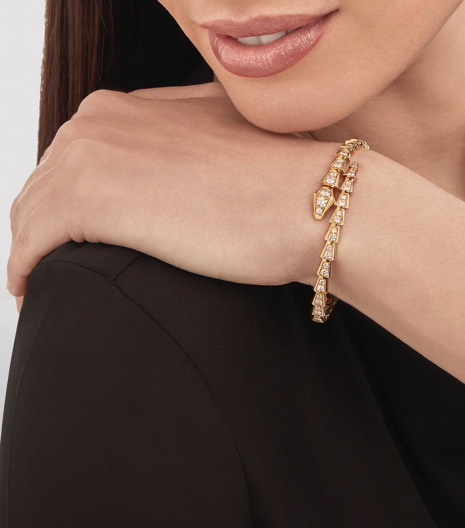 BVLGARI Yellow Gold and Diamond Serpenti Viper Bracelet