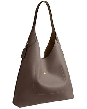 Coach Brooklyn 28 Genuine Leather Shoulder Bag - Darkstone