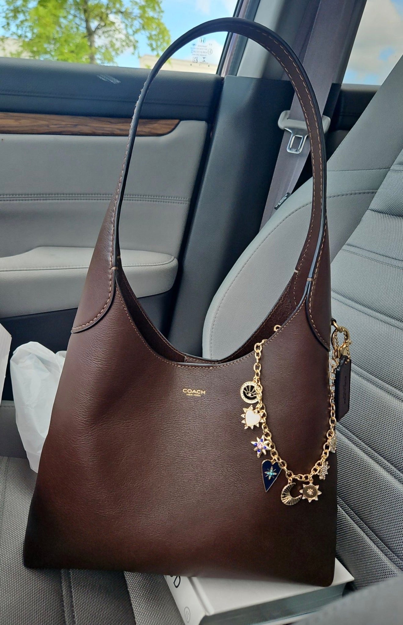 Coach Brooklyn 28 Genuine Leather Shoulder Bag - Maple