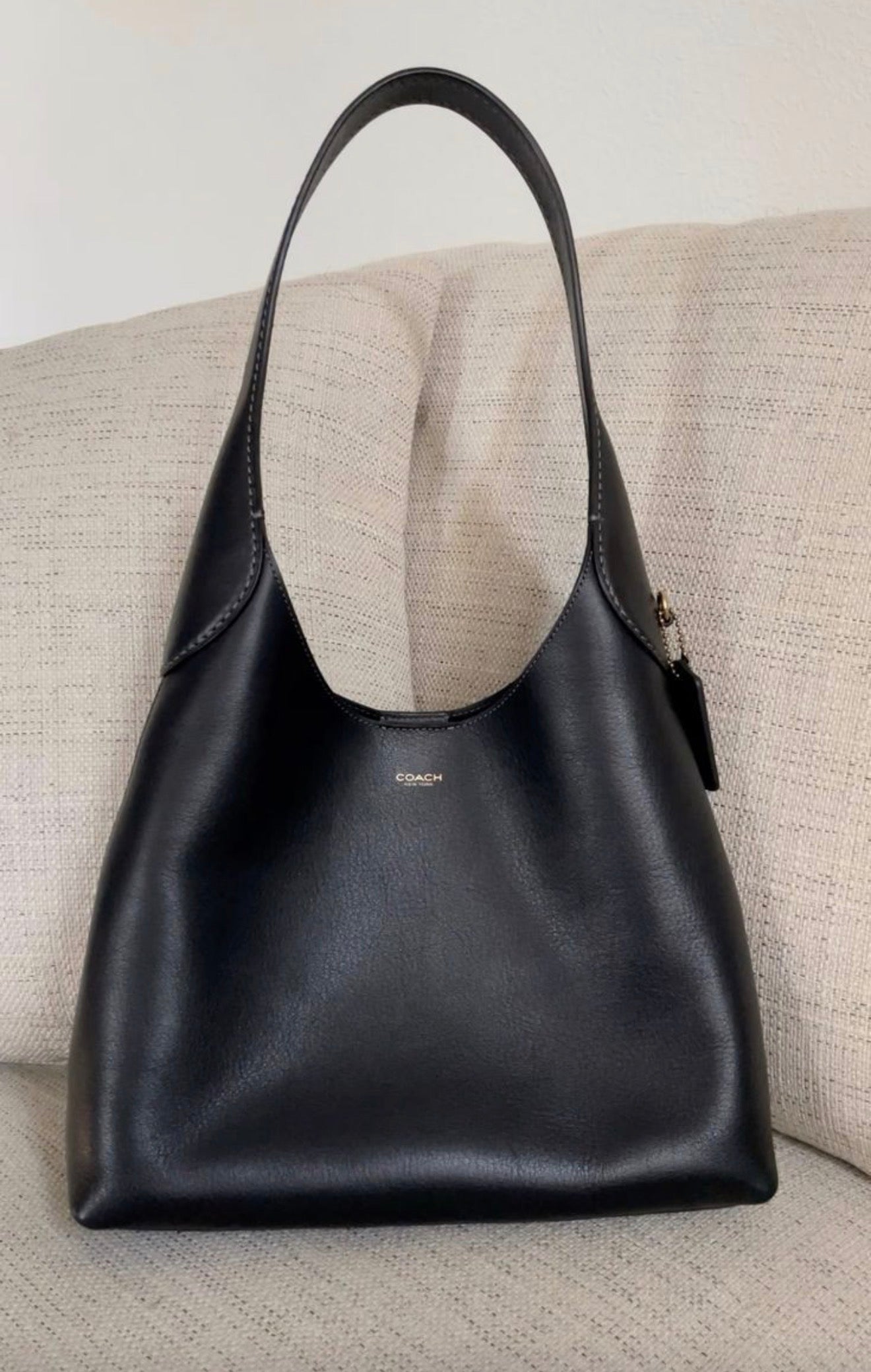 Coach Brooklyn 28 Genuine Leather Shoulder Bag - Black