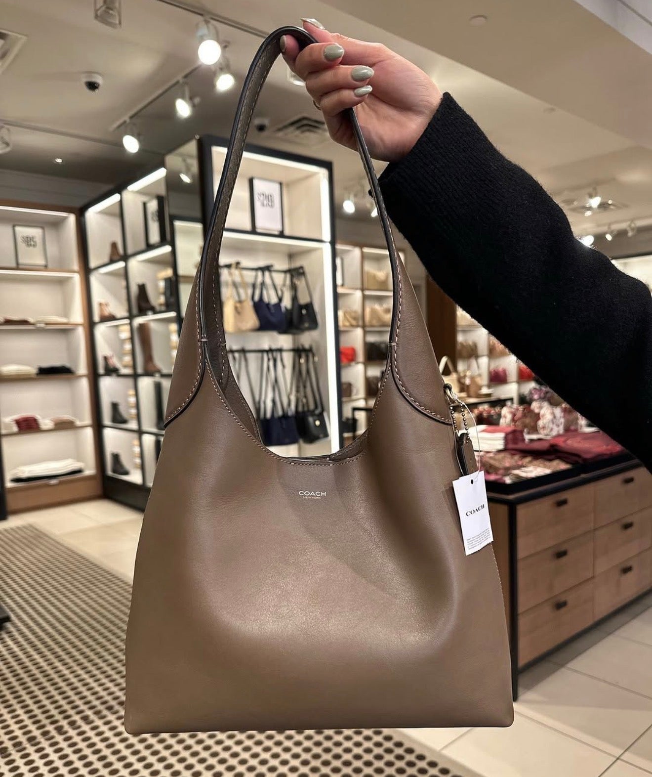 Coach Brooklyn 28 Genuine Leather Shoulder Bag - Darkstone
