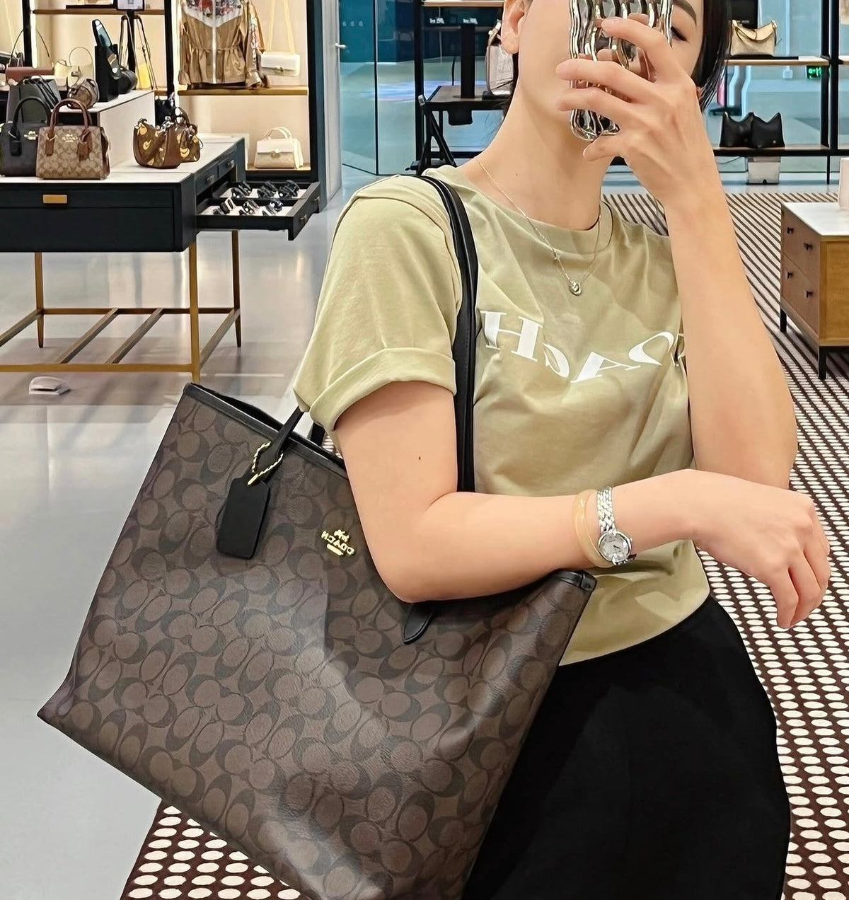 Coach City Tote Signature Canvas - Coffee Brown