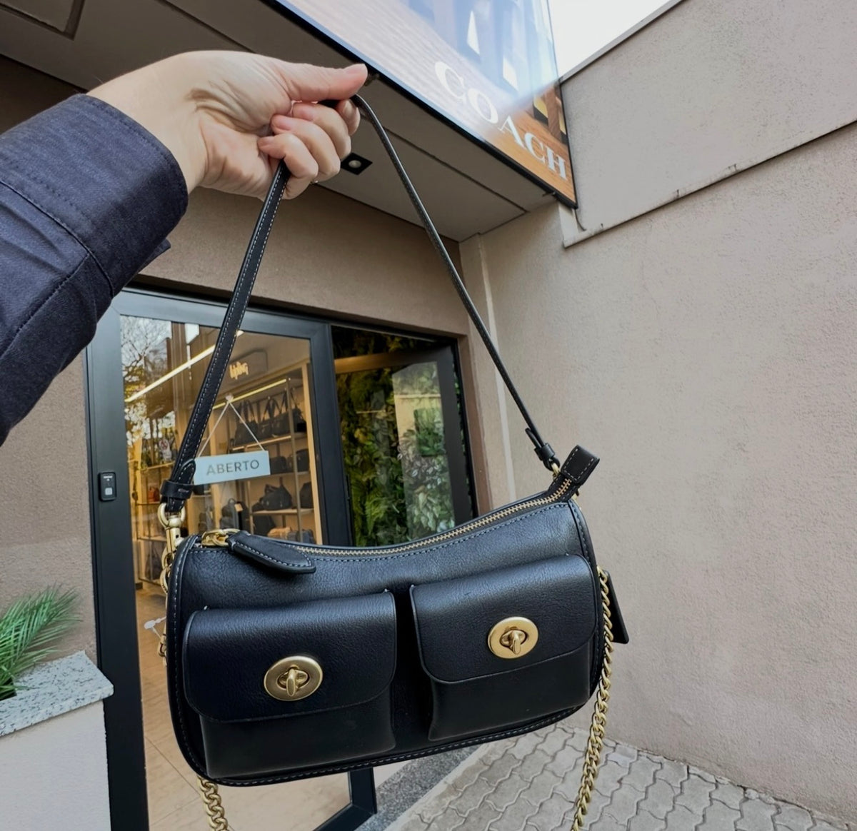 Coach Twin Turnlock Waverly Bag - Black