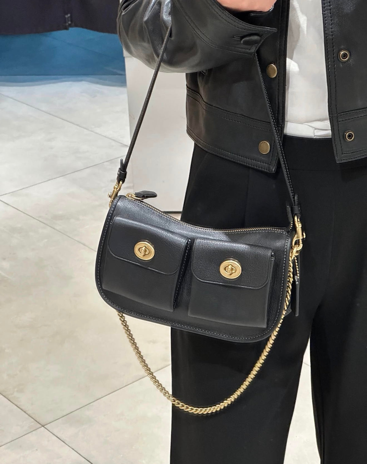 Coach Twin Turnlock Waverly Bag - Black