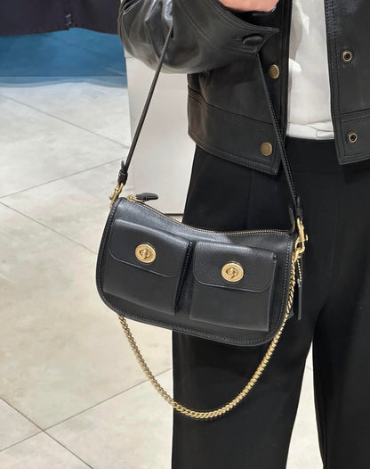 Coa*h Twin Turnlock Waverly Bag - Black