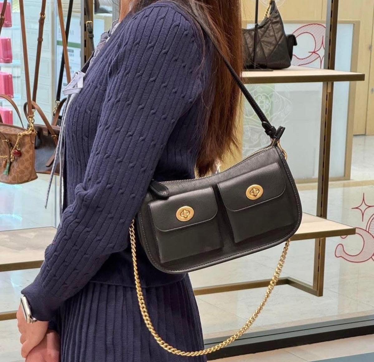 Coach Twin Turnlock Waverly Bag - Black