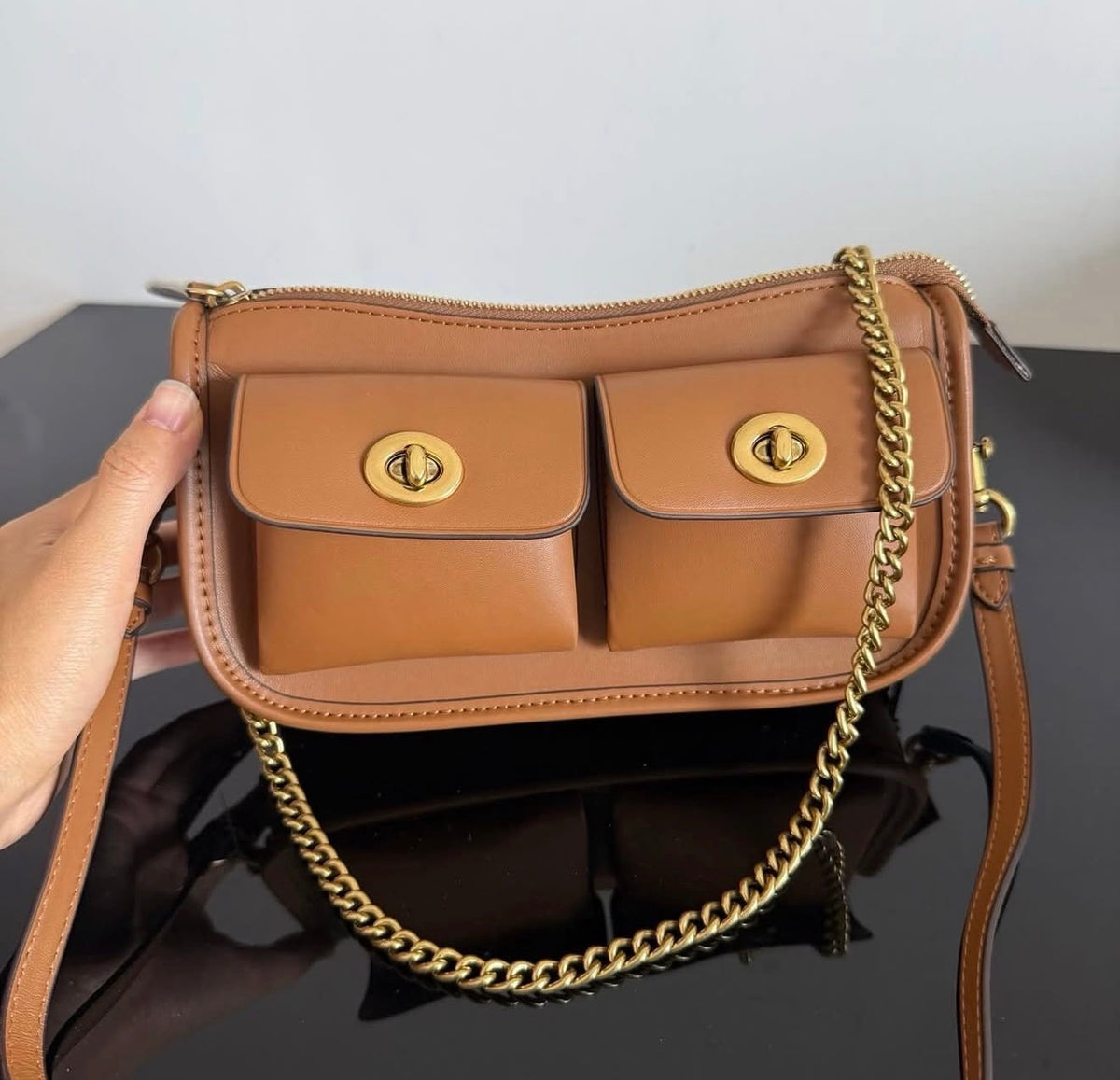 Coach Twin Turnlock Waverly Bag - Brown