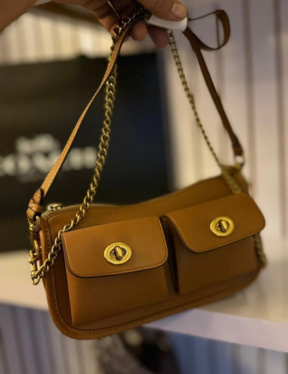 Coa*h Twin Turnlock Waverly Bag - Brown