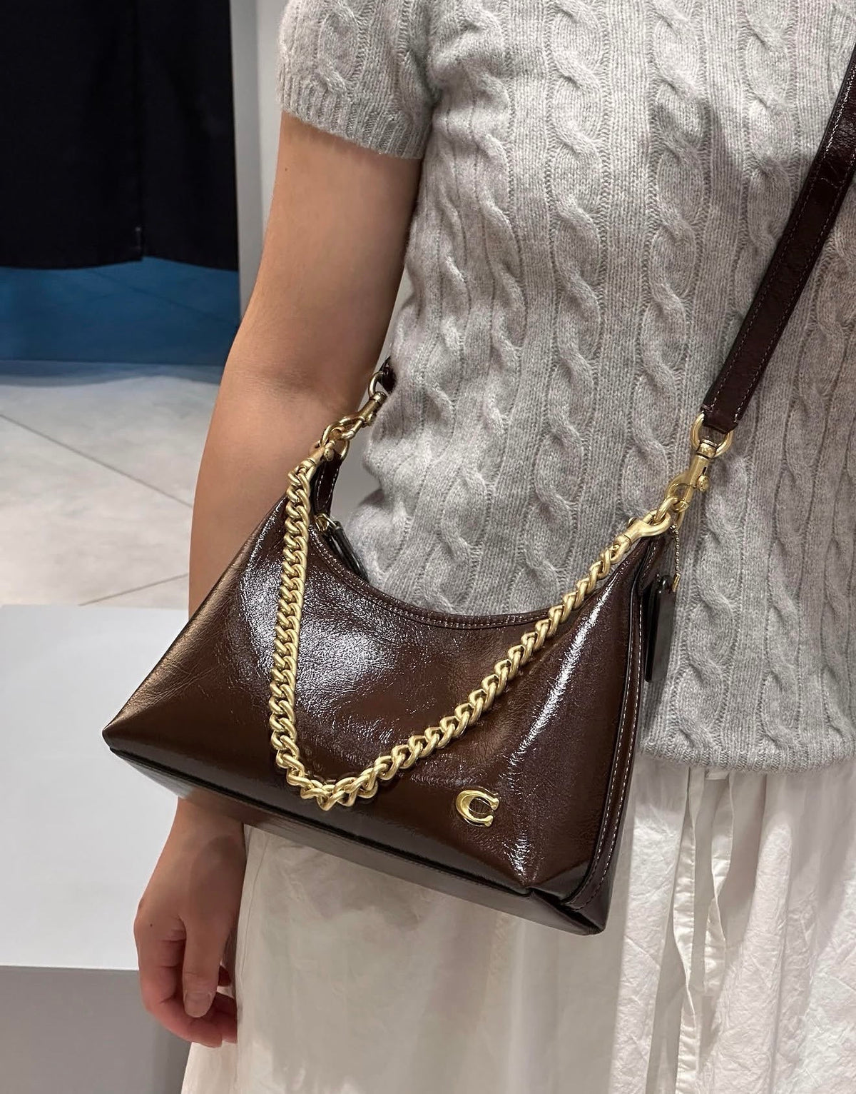 Coach Juliet Shoulder Bag 25 in Patent Leather Maple