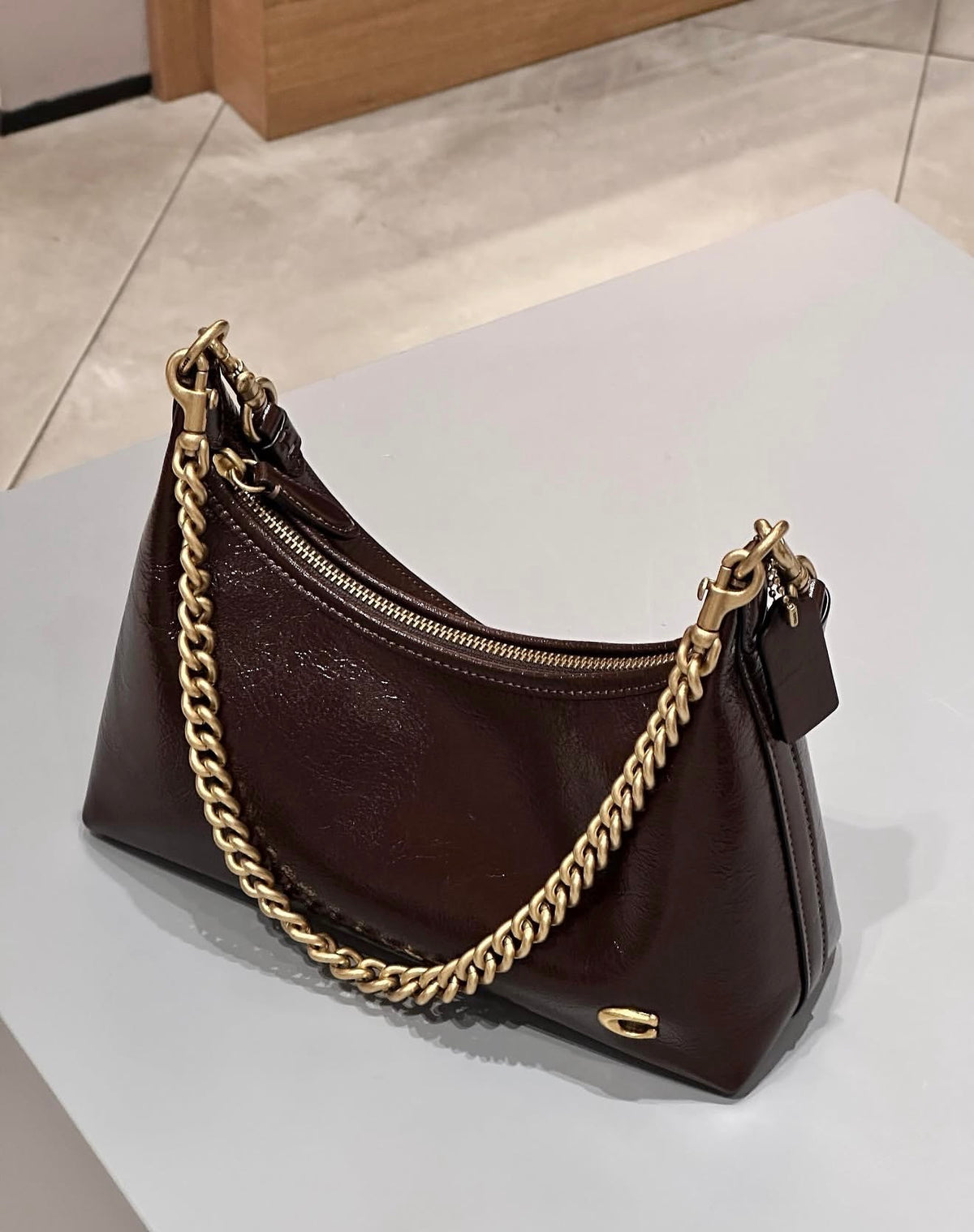 Coach Juliet Shoulder Bag 25 in Patent Leather Maple