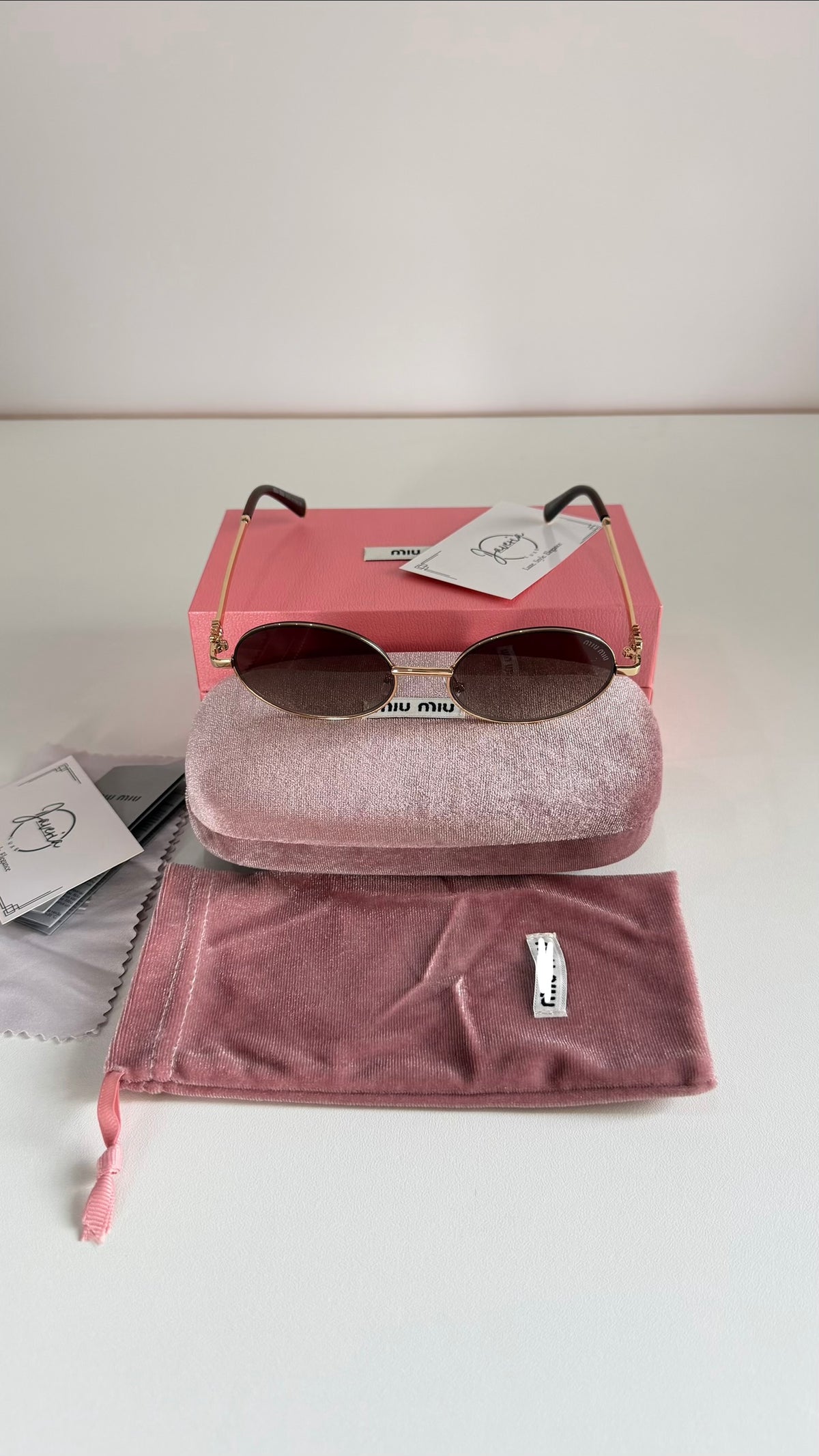 Miu Miu Round Brown Metal Sunglasses With Complete Packaging