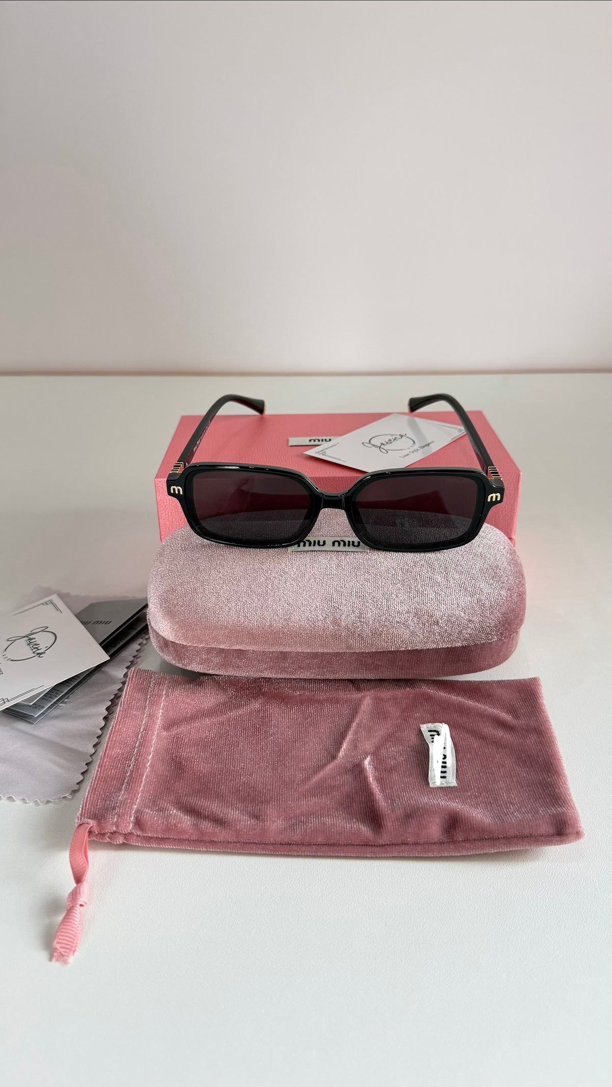 Miu Miu Black Square Sunglasses With Complete Packaging