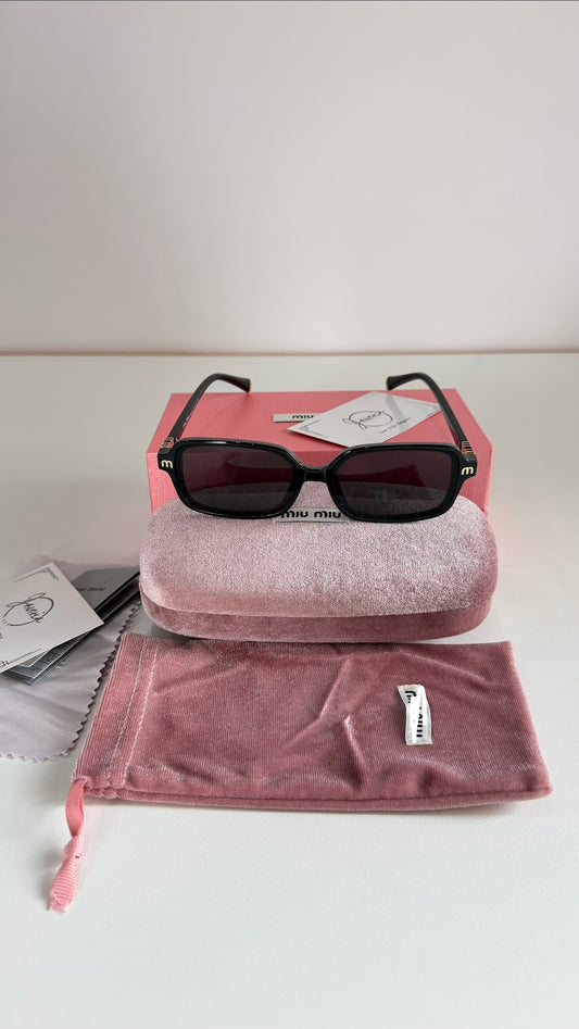 Miu Miu Black Square Sunglasses With Complete Packaging