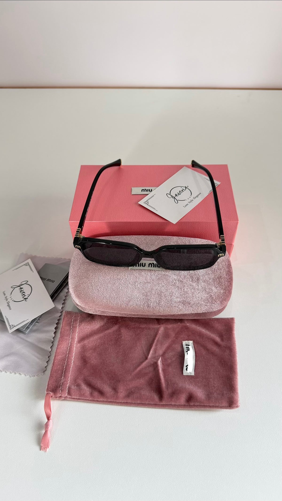 Miu Miu Black Square Sunglasses With Complete Packaging