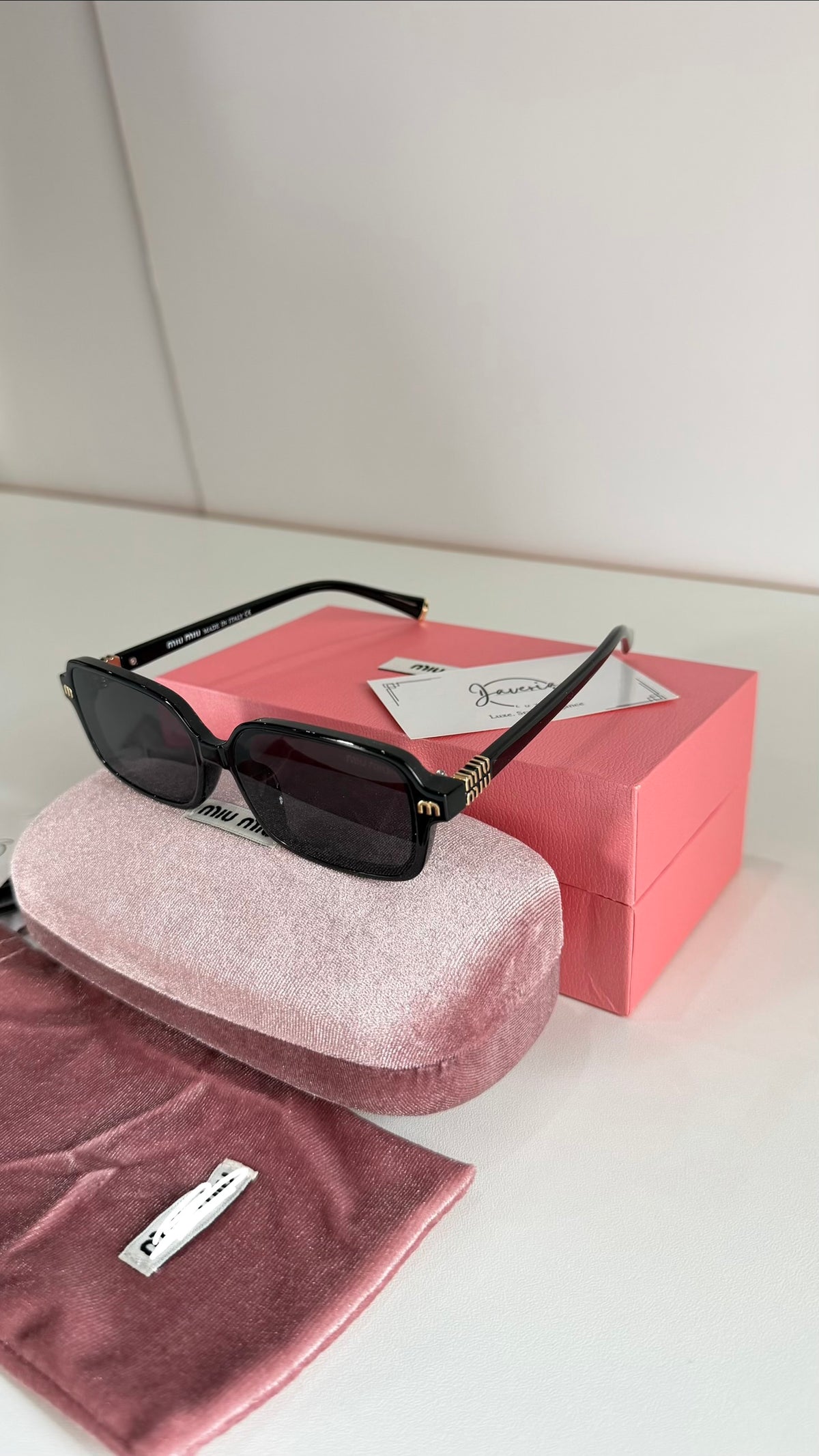 Miu Miu Black Square Sunglasses With Complete Packaging
