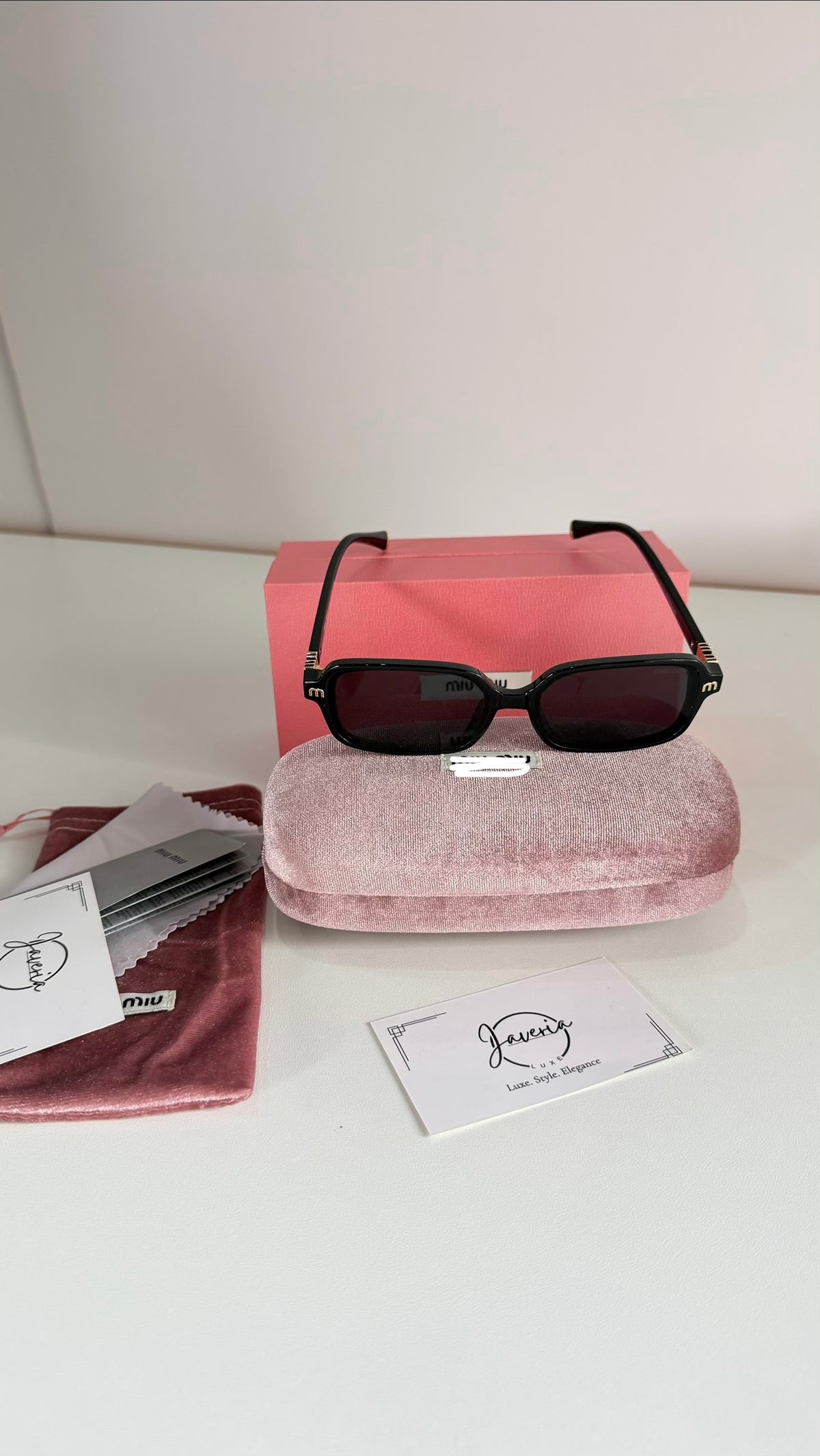 Miu Miu Black Square Sunglasses With Complete Packaging
