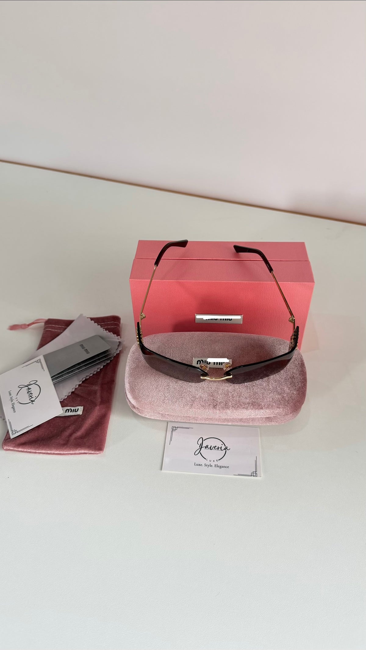 Miu Miu Rimless Brown Sunglasses With Complete Packaging