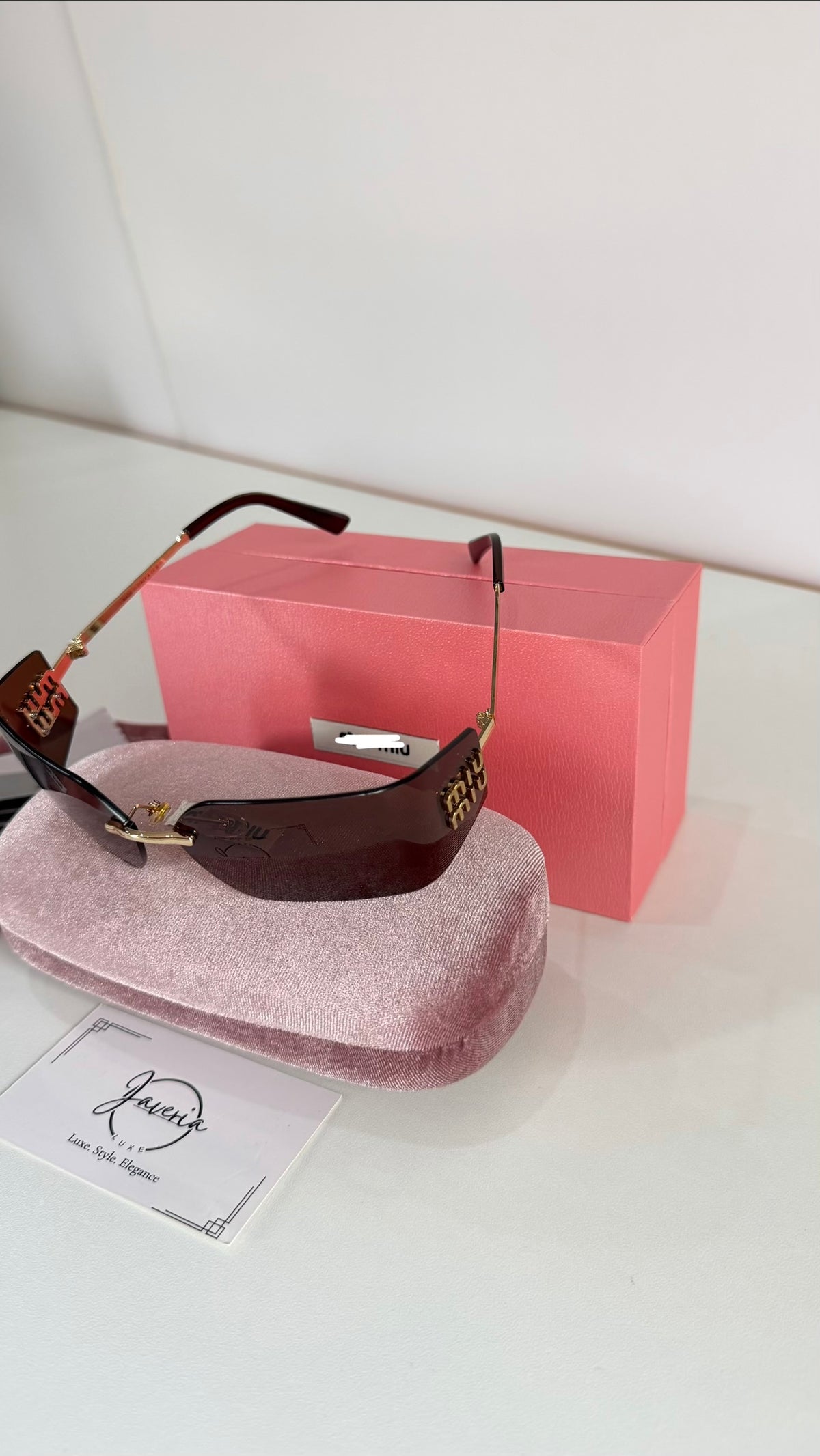 Miu Miu Rimless Brown Sunglasses With Complete Packaging