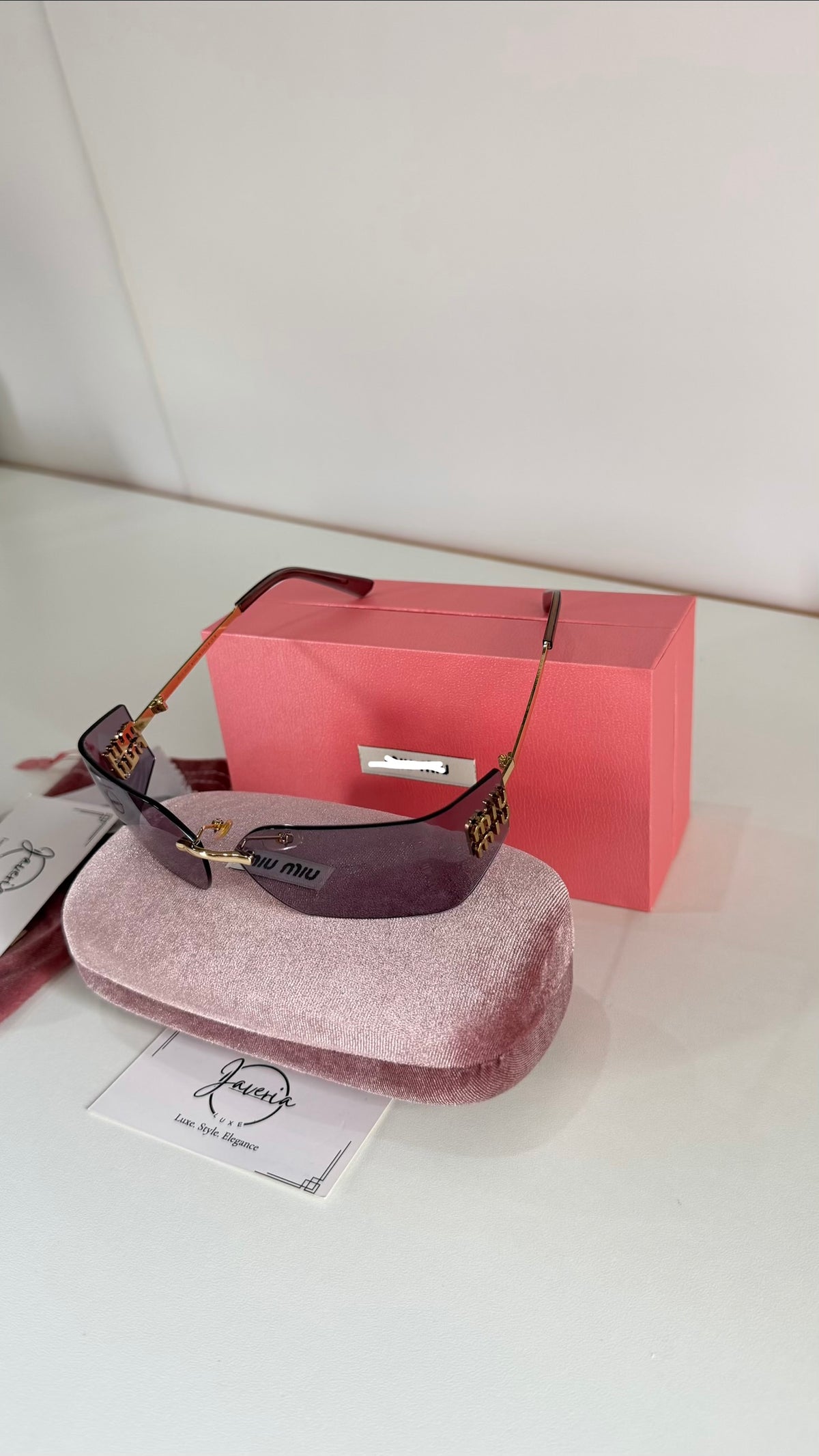 Miu Miu Rimless Sunglasses With Complete Packaging