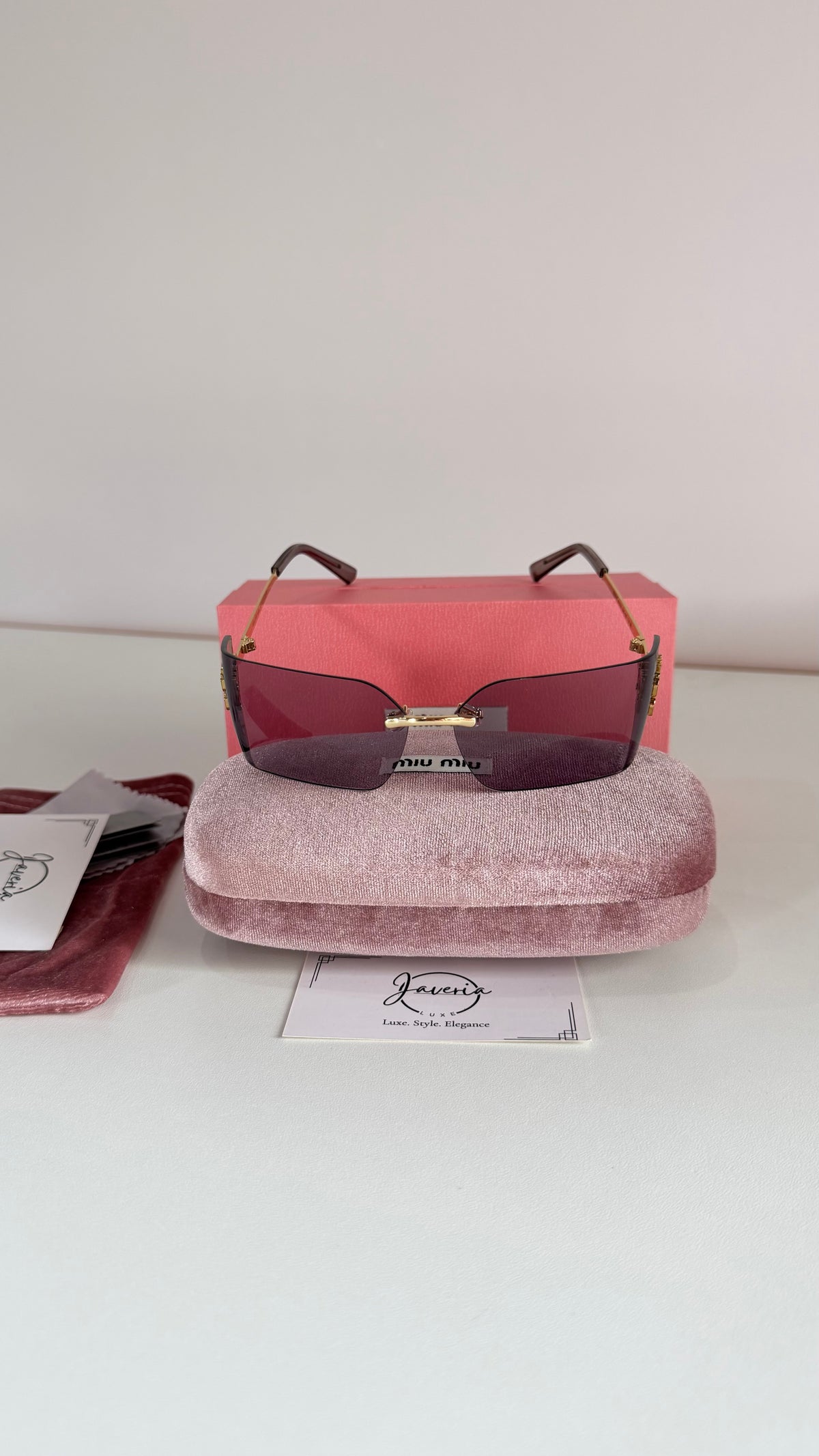 Miu Miu Rimless Sunglasses With Complete Packaging