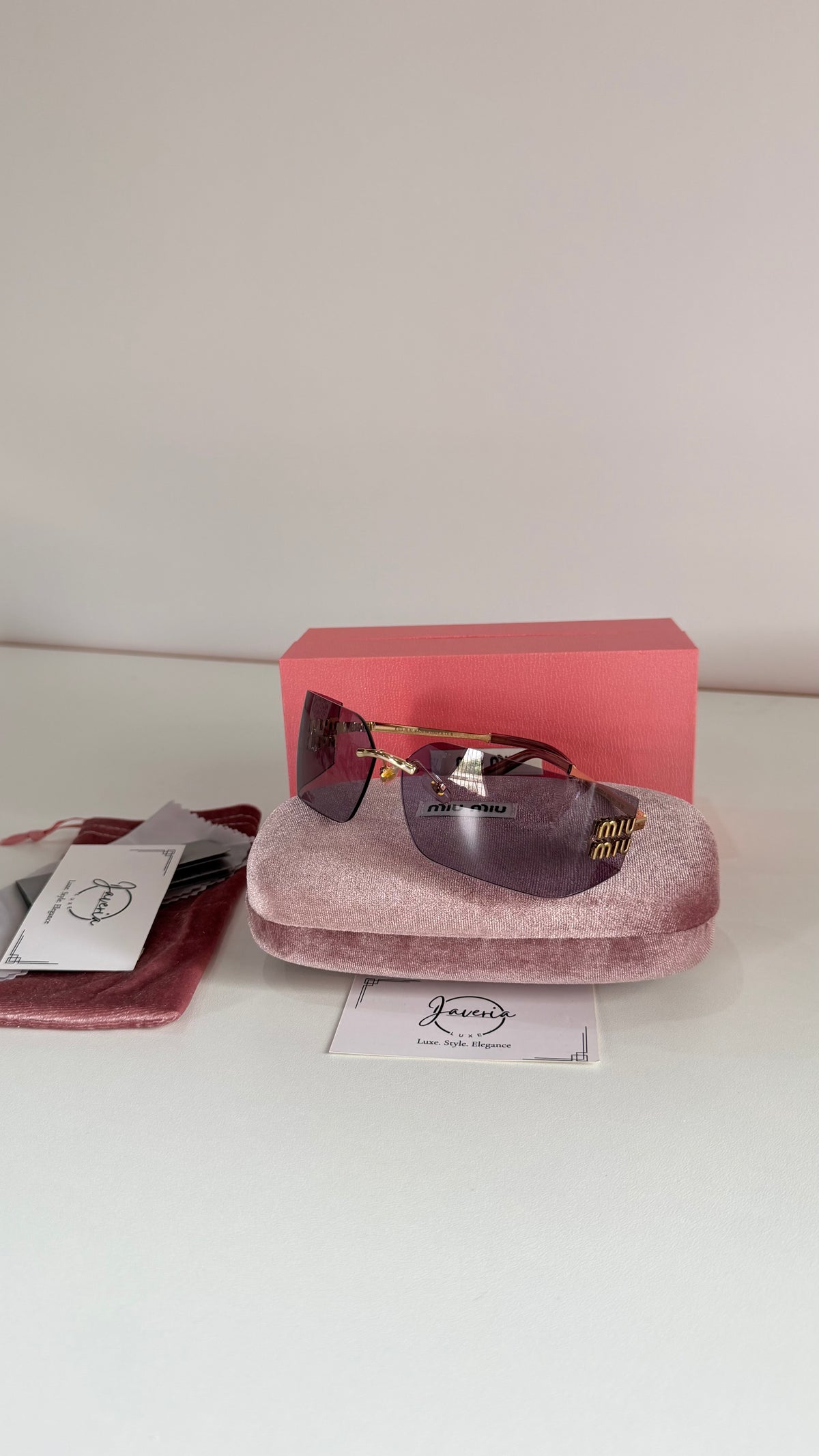Miu Miu Rimless Sunglasses With Complete Packaging