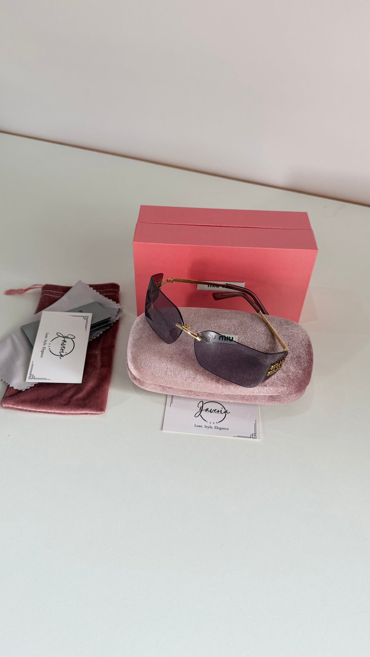 Miu Miu Rimless Sunglasses With Complete Packaging