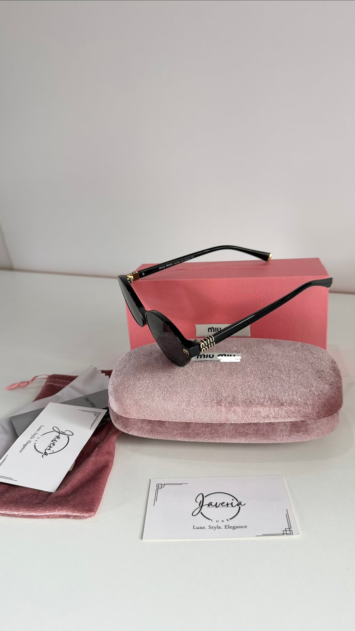 Miu Miu Round Black Sunglasses With Complete Packaging