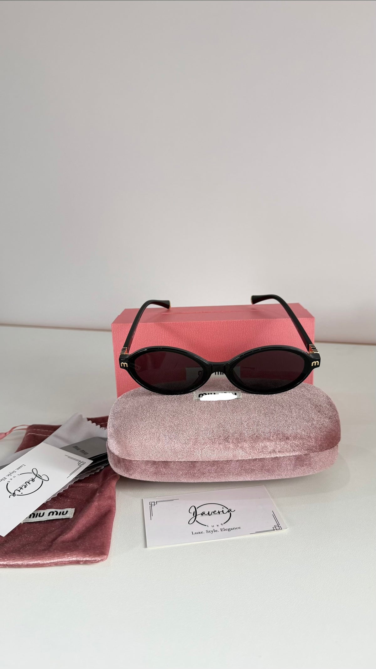 Miu Miu Round Black Sunglasses With Complete Packaging