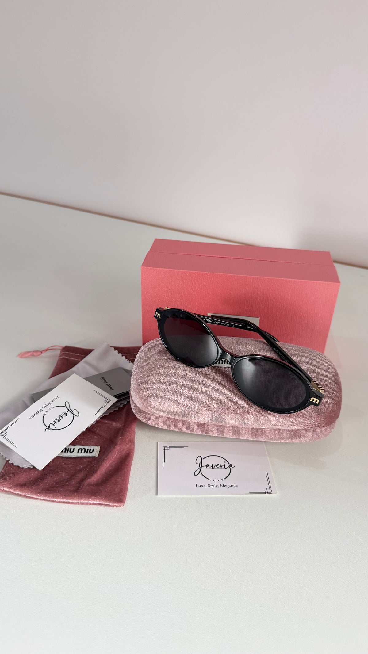 Miu Miu Round Black Sunglasses With Complete Packaging