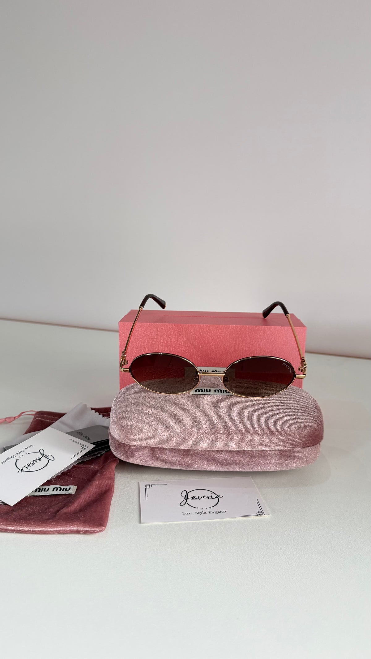Miu Miu Round Metal Brown Sunglasses With Complete Packaging