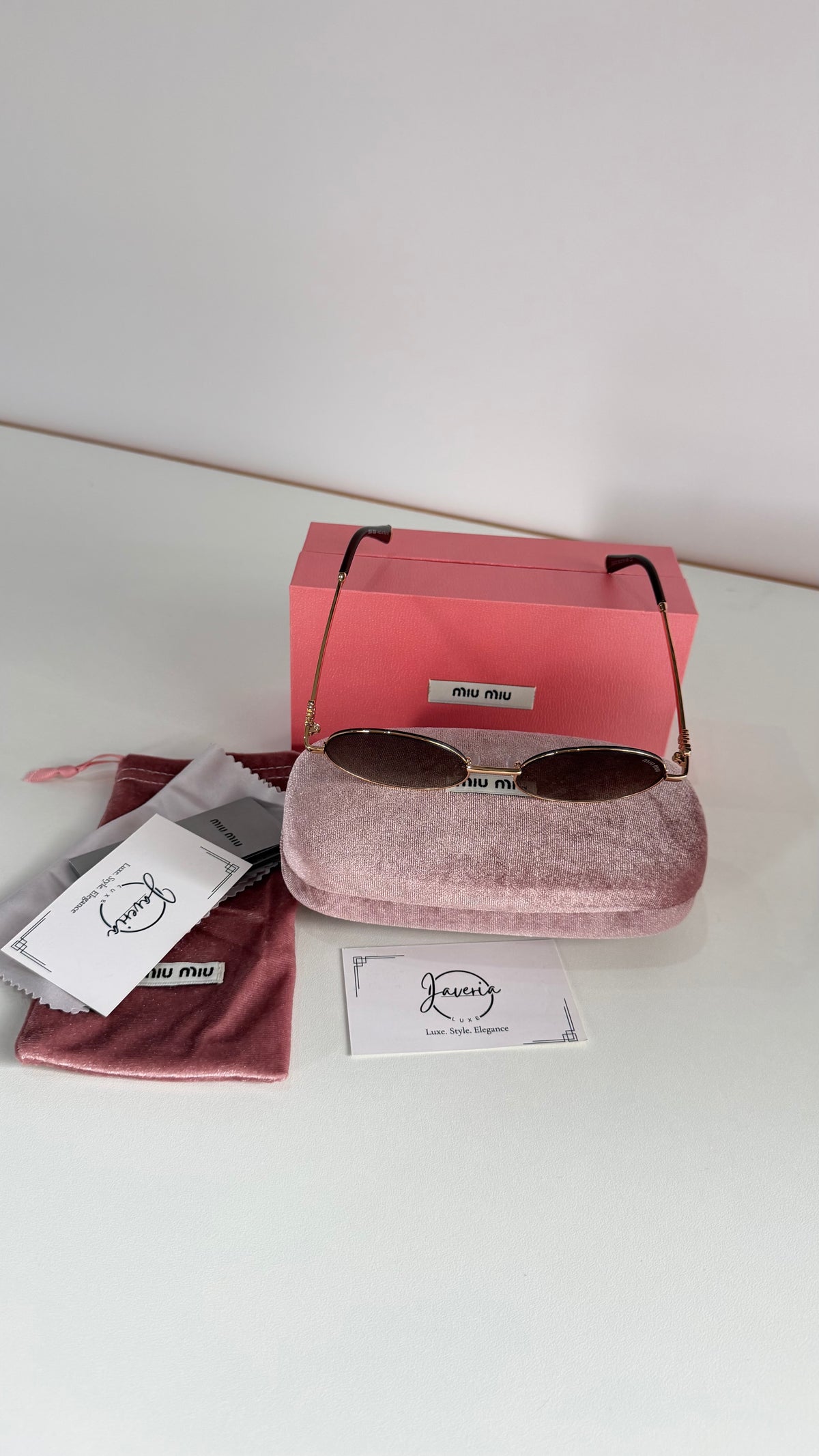 Miu Miu Round Metal Brown Sunglasses With Complete Packaging