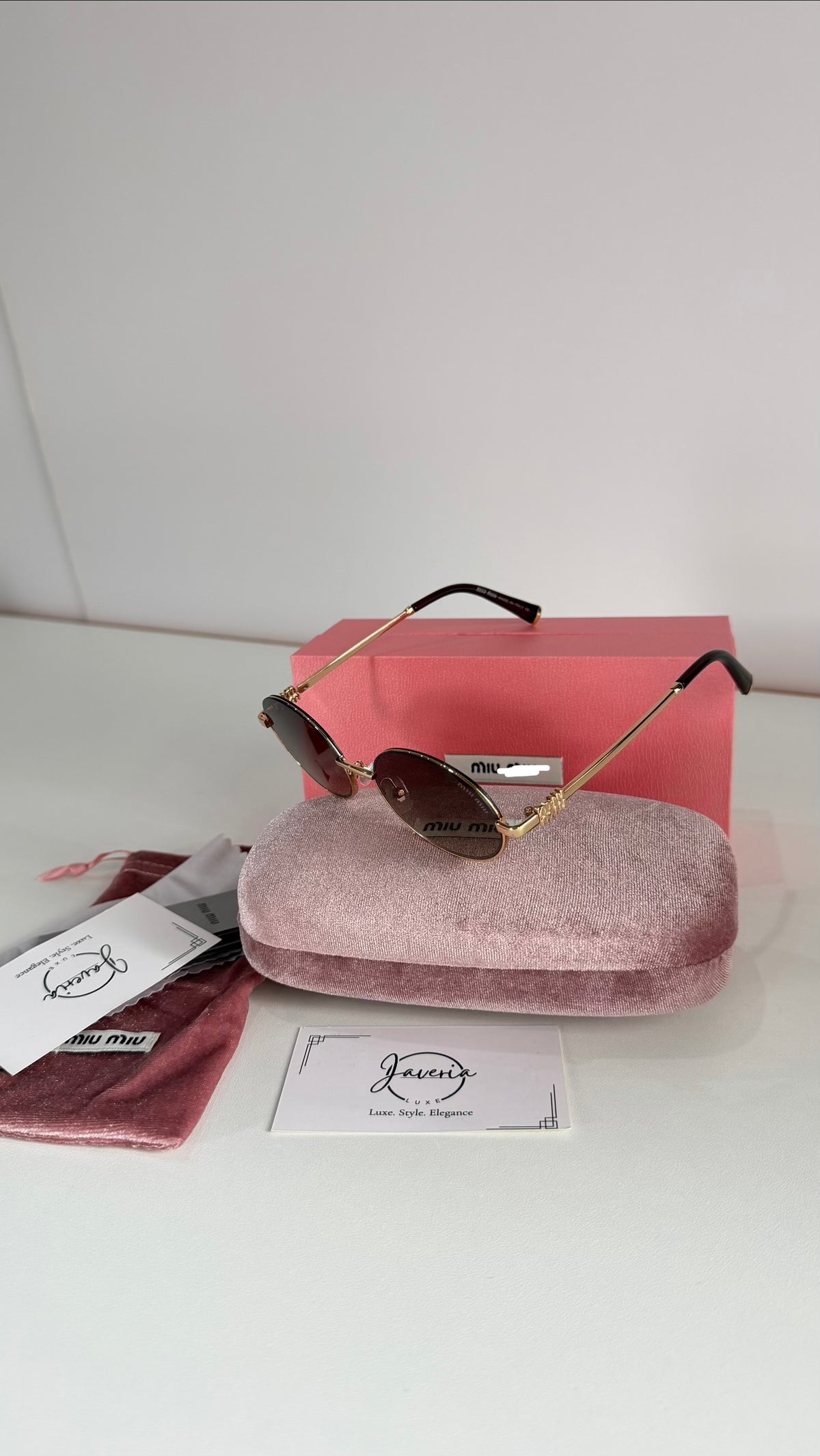 Miu Miu Round Metal Brown Sunglasses With Complete Packaging