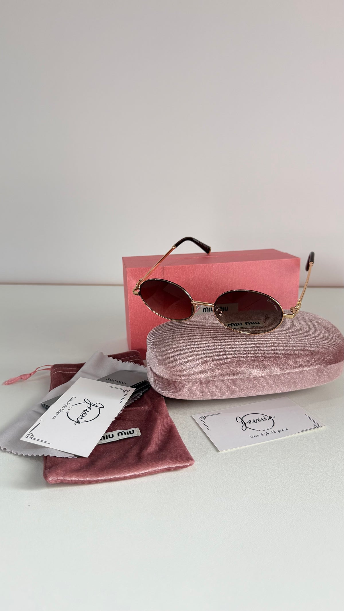 Miu Miu Round Metal Brown Sunglasses With Complete Packaging