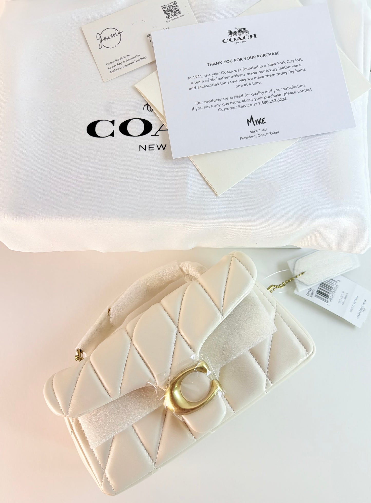 Coach Quilted Tabby 20 - Chalk White