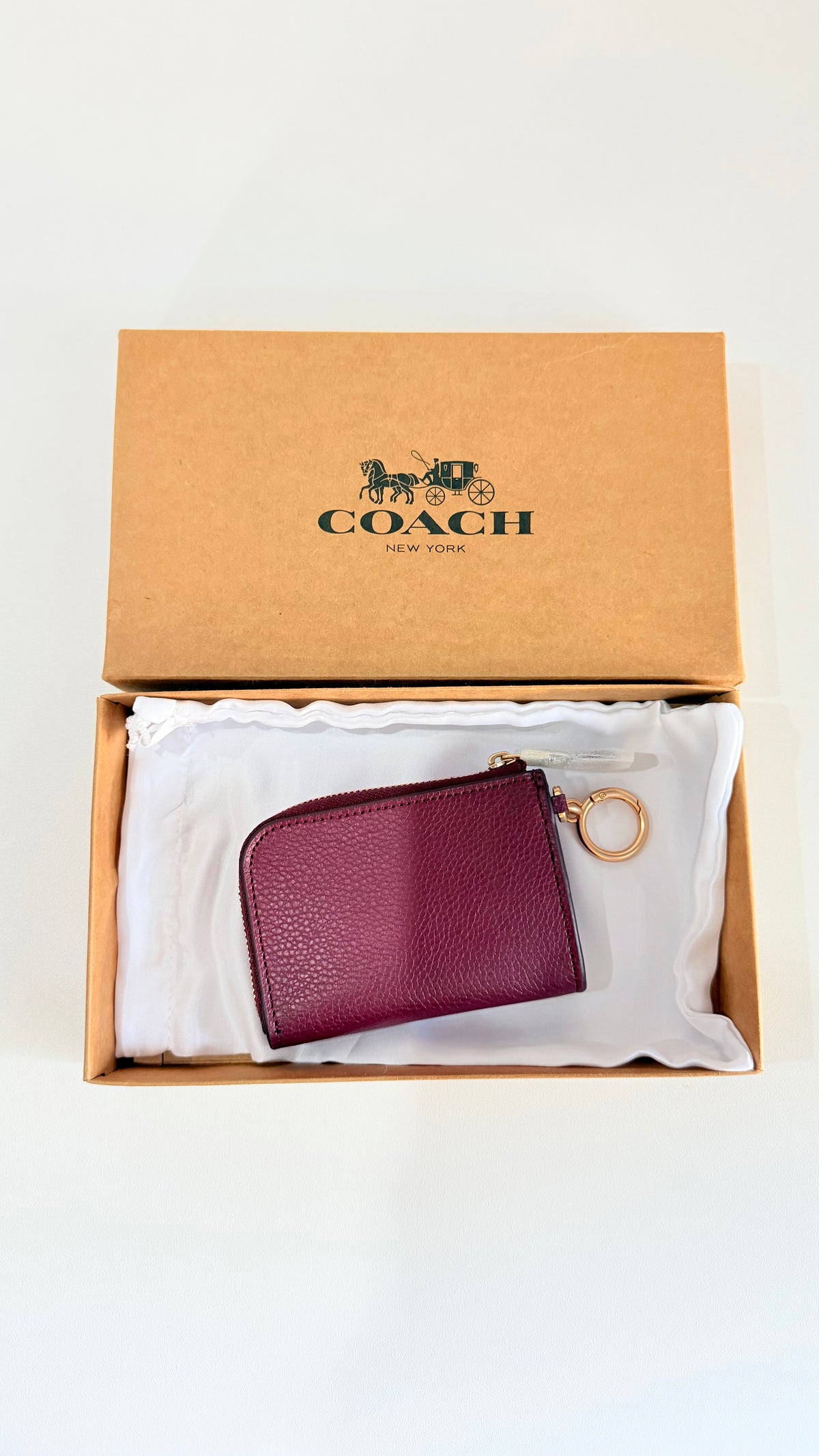 Coach Cardholder with Keychain - Burgundy