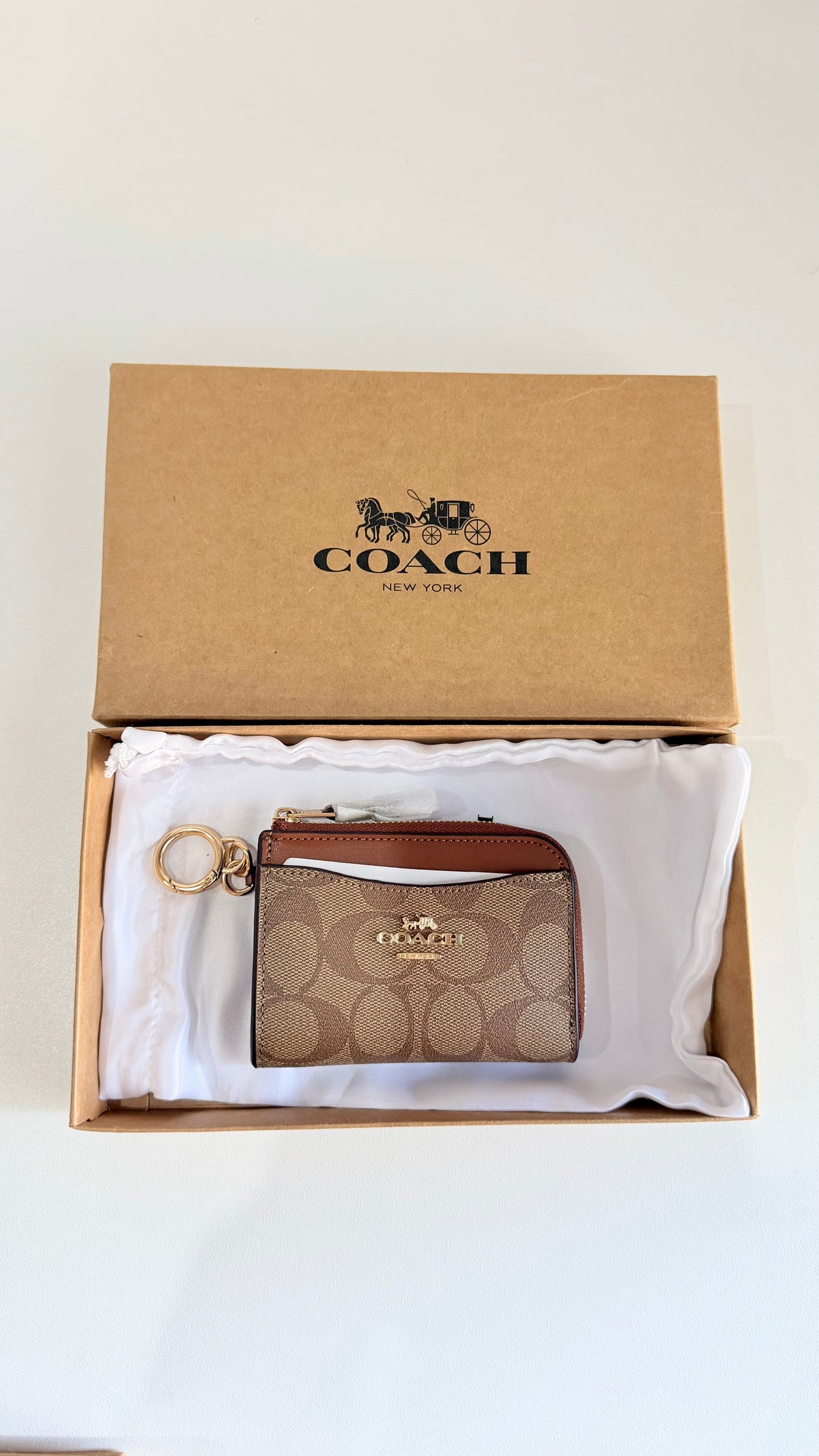Coach Cardholder with Keychain- Brown