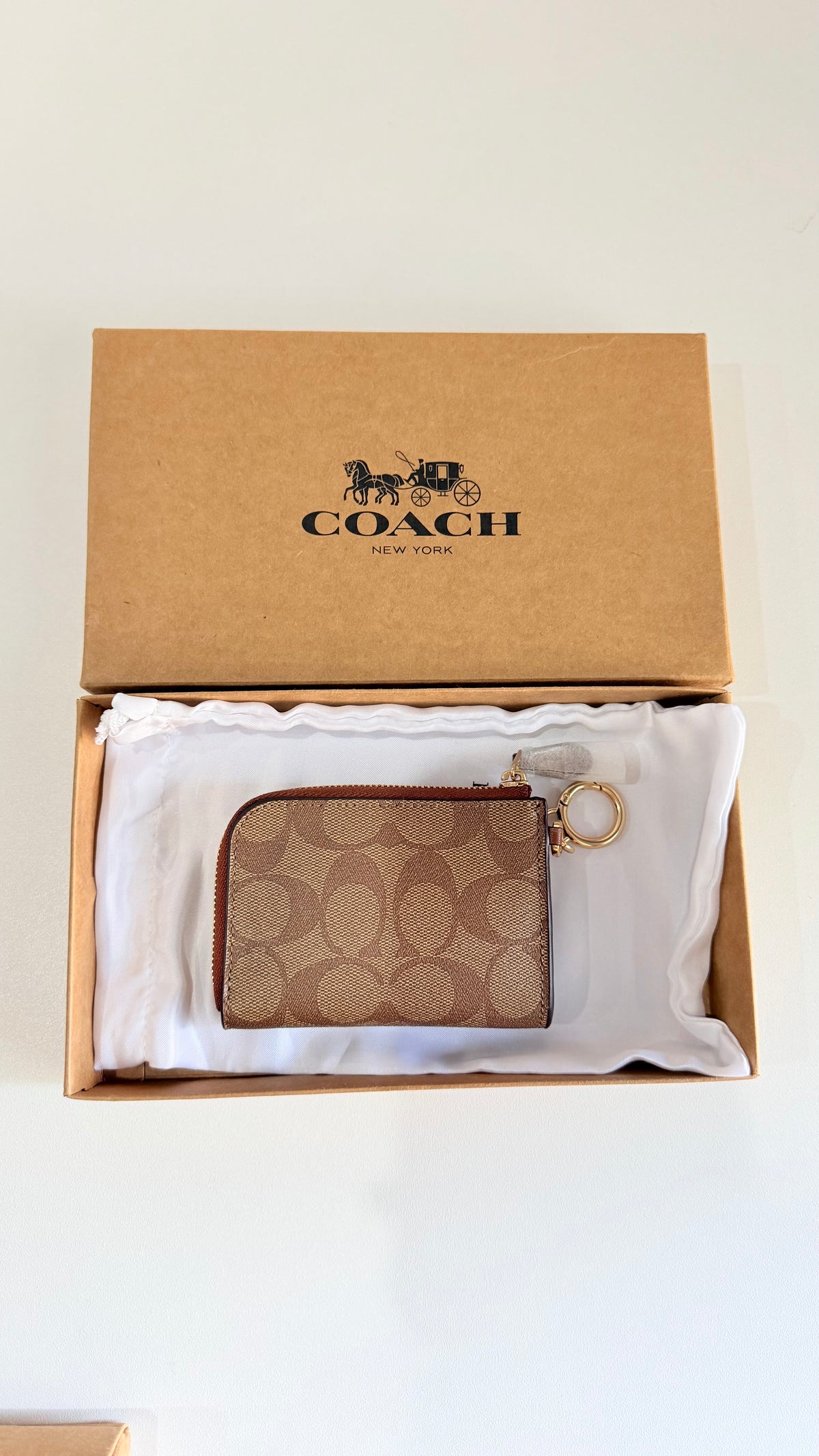 Coach Cardholder with Keychain- Brown
