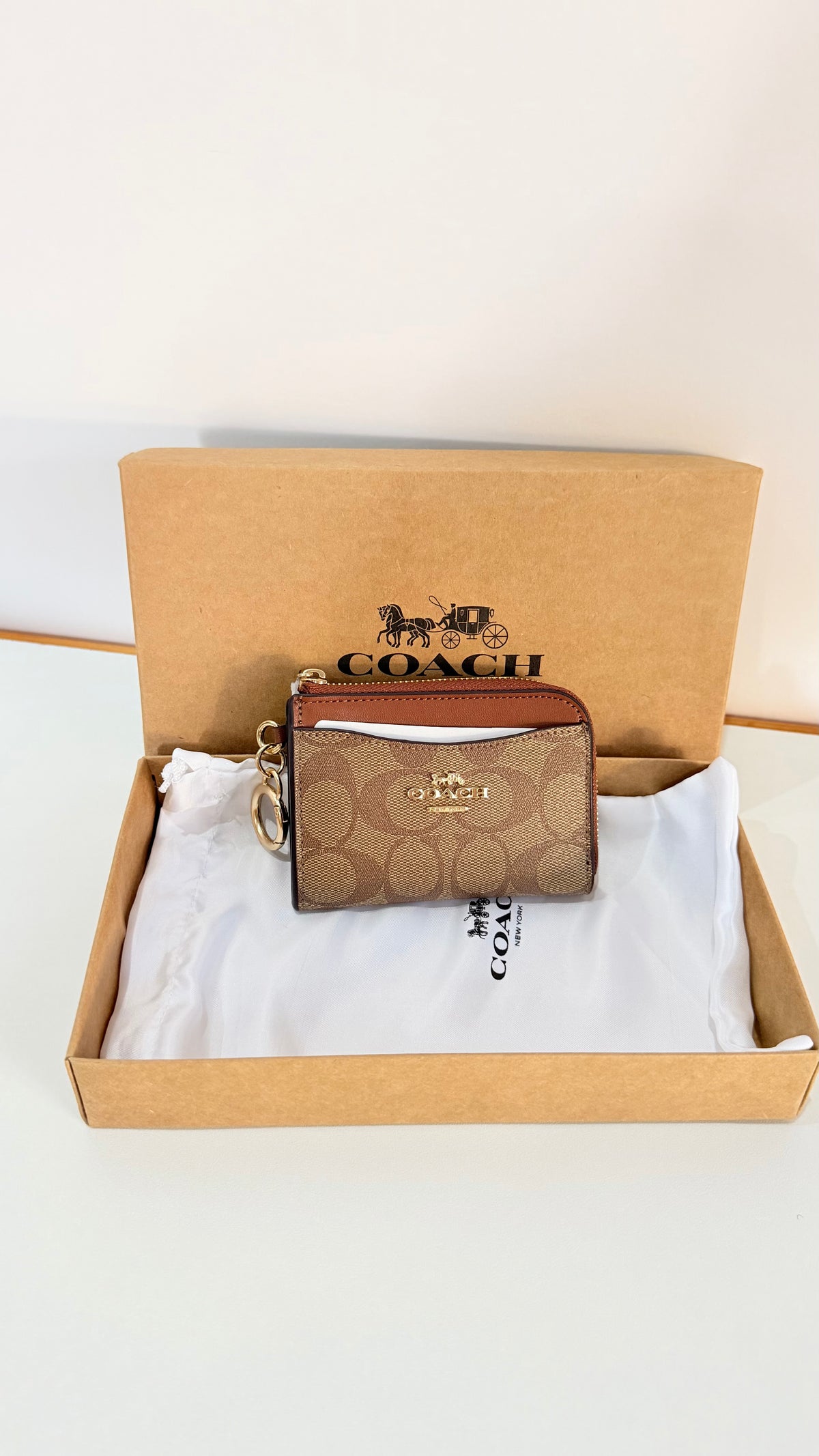 Coach Cardholder with Keychain- Brown