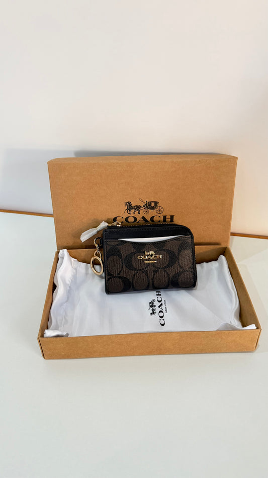 Coach Cardholder With Keychain -coffee Brown