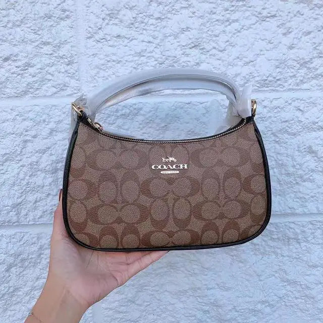 Coach Teri Shoulder Bag Brown With Black