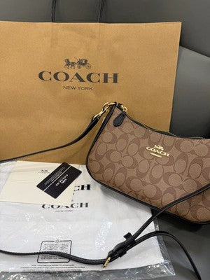 Coach Teri Shoulder Bag Brown With Black